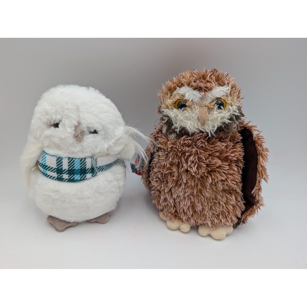 Douglas Owl Plush Lot White Snowy Scarf Brown Shaggy Bird 561B 97770